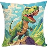 Violetpos Cartoon Dinosaurier Kissenbezug 40x40 Kissen Deko für Sofa Kissenhülle Kissenbezüge Sofakissen Dekokissen Zierkissen Zierkissenbezug Dekorative Schlafzimmer Wohnzimmer Couch