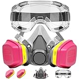 LAMANICE Atemschutzmaske mit 60923 Filters und Schutzbrille, Gesichtsschutz für Dämpfe, Farbe, Staub, Polieren, Schleifen, Epoxidharz, Schneiden, Maschinenpolieren, Chemisch