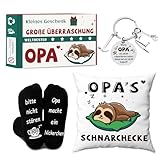 DADAPANGHU Opa Geschenk, Geschenke für Opa, Bester Opa Geschenk Weihnachten, Faultier Geschenk Opa Geburtstag, Vatertagsgeschenk für Opa, Kissenbezug(45x45cm), Lustige Socken und Schlüsselanhänger