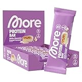 MORE Protein Bar, 10er Box, White Chocolate Peanut Caramel, Protein Riegel ohne Zuckerzusatz