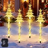 Jiahuade 4 Stück Acryl Weihnachtsbeleuchtung Außen,Weihnachtsdeko Aussen Batterie,Weihnachtsbeleuchtung Gartenleuchte,Gartenstecker Weihnachten Beleuchtet,Außenbeleuchtung Weihnachten für Garten