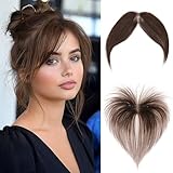 MY-LADY Pony Haarteil 100% Remy Clip in Pony Echthaar mit 2 Clips, Mittelseitenteil Haar Topper One Piece Clip in Pony Fringe Acht Charakter Human Hair for Frauen Farbe Mokkabraun