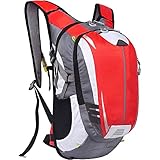 Fahrradrucksack 18L, Outdoor Rucksack Multifunktionaler Wanderrucksack Skirucksack Reiserucksack Sportrucksack Tagesrucksack für Radfahren Reiten Bergsteigen Ultraleicht für Damen und Herren - Rot