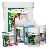 AQUALITY 5er Teichpflege Komplettset (Perfekte Gartenteich-Pflege. Wasseraufbereiter, Teichklärer, Teich-Aktiv und Fadenalgen-Vernichter + GRATIS Anwender-Fibel), Set-Größe:Base Teichpflege-Set