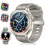 Soudorv Smartwatch Herren Damen, 2025 AMOLED Touch-Display Smart Watch mit Telefonfunktion, 1.43″ Fitnessuhr mit LED Taschenlampe/130+ Sportmodi/Herzfrequenz/Schlafmonitor, IP68 Wasserdicht Sportuhr