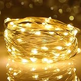 cshare LED Lichterkette, 2M 20 Micro LEDs Lichterketten Silberdraht Batteriebetrieben Wasserdichte Lichter für Party,Garten,Weihnachten,Hochzeit,Zimmer,Halloween Deko(Warmweiß)