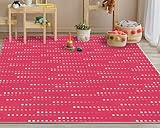 Abwaschbare Teppiche 10x15 cm, roter Teppich für Schlafzimmer, Küche, Wohnzimmer, Mädchen Teppiche, rutschfest, fleckenunempfindlich, abstrakte Streifenfußmatten, Fussmatten für Zuhause mit hoher