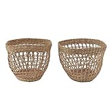 Fafeicy 2 Stück Geflochtene Körbe, Zimmer-Blumentopf-Dekoration, Seegras-Organizin-Blumenkorb, Bauernhaus-Textur für Web-Blumenmädchen-Körbe