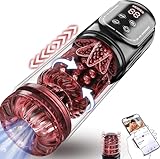 Masturbieren für Männer Masturbator Zungenleck 12s Penispumpe, Sex Spielzeug für die Männer 7 Saugen Rotierend Teleskopfunktion Taschenmuschi, Masturbatoren Vergrößerer APP Control Sex Toys