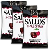3 er Pack Sallos Sallos X-Tra Cherry 3 x 150g Einzeln verpackte Lakritz-Bonbons mit flüssiger Füllung mit Kirsch-Geschmack
