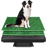 BRIAN & DANY 76 x 51 cm Hundetoilette Hundeklo Trainingsunterlage mit 2 Austauschbarer Kunstrasen, Hundetoilette Balkon Indoor/Outdoor für Kleine Hunde Grosse Hunde ältere