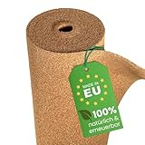 EKB-Kork Trittschalldämmung 10x1m 2mm stark I natürliche Dämmunterlage I Rollenkork für Parkett & Laminat I Trittschallreduktion aus nachwachsendem Korkmaterial I Umweltfreundliche Trittschalldämmung