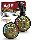 HOBBY Terraristik analoges Hygrometer & Thermometer I zur exakten Kontrolle der Luftfeuchtigkeit und Temperatur in Terrarien I für ideales Terrarienklima I für alle Terrarienarten I selbstklebend