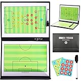 MZSX Fußball Trainer Taktische Tafel, Fußball Taktische Magnetische Strategietafel, Faltbares Fußball Taktik Strategie Notizbuch, Mit Stift und Spielfiguren, Tragbare Fußball Strategie Tafel