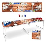 Stagecaptain Beer Pong Tisch “Bavaria” - Stabiler Klapptisch aus Alu - Melamin-beschichtete MDF-Platte (5 mm) - Inklusive 90 Becher und 6 Bälle - Schnell aufgebaut und kompakt beim Transport