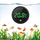 ORIA Aquarium Thermometer, LED Digital Temperaturmessgerät Aquarium (Grad Celsius), Kleben-On Mini Marine Temperatursensor, für Süßwasser, Meerwasser, Reptilien - Schwarz
