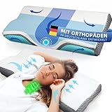 IDEA Kopfkissen, Ergonomisches Orthopädisches Kopfkissen Nackenschmerzen, Memory Foam Kissen für Seiten, Rücken& Bauchschläfer, Antischnarchkissen für Männer Frauen (62 * 34.5 * 12/8CM)
