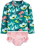 Simple Joys by Carter's Baby-Mädchen 2-Piece Assorted Rashguard Rash-Guard-Set, Grün Floral/Rosa Streifen, 5 Jahre