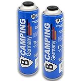 TruWare Just Camp Gaskartusche Butan Universal mit Schraubventil 330g für Gaskocher, Gasbrenner, Campingkocher und Lötgeräte mit 7/16' EU (UNEF) Schraubventil-Anschluss (2 Stück)