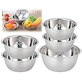 Leikurvo 5-teiliges Schüssel aus Edelstahl: Rührschüssel Set in 5 Größen (14-16-20-22-24cm) Salatschüssel Edelstahlschüssel Servierschüssel stapelbar Metallschüssel zum Backen, Servieren und Snacken
