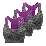 TURWXGSO Sport-BHs für Damen, 3-teilig, hohe Belastung, volle Abdeckung, drahtlos, Workout, Lauf-BH, Damen, Komfort-BH, Mädchen, bauchfreies Top, nahtloser BH, Schlaf-, Yoga-Bralette, Stretch-BHs,