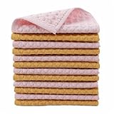 SK Studio 12er Pack Waschlappen, Baumwolle, Seiflappen weiche und saugfähige Waschlappen für die Gesichtsreinigung, 35x35cm, Gelb und Rosa