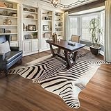 Guyekobe Zebra-Teppich, 1,6 x 1,9 m, luxuriöser Zebra-Druck, flippiger Teppich, für Schlafzimmer, Wohnzimmer, Esszimmer, niedriger Flor, Tierteppich, rutschfest