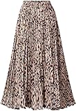 Leoparden Rock Damen Sommer Midi Lang Röcke Hohe Taille Faltenrock Mädchen Sommerrock Skirt XXL