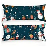 Seitenschläferkissen Bezug 40 x 120, 2er Set Weihnachten Kissenbezug 40x120 Kissen Seitenschläfer Schneemann Muster Leinen Body Pillow Doppelseitig Drucken für Sofa Wohnzimmer Schlafzimmer, Model331