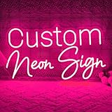 KOPLYEM Neon Schild Personalisiert Neon Sign Personalisiert, Anpassbar für Wanddekoration, Bar, Schlafzimmer, Hochzeit, Geburtstagsparty, Geschenk Leuchtschild Personalisiert(25-155 CM Länge)