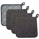 Sthrucrack 4er Set Topflappen Topflappen Küche Hitzebeständig 550℉ 20CM*20CM Dunkelgrau