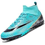 VTASQ Fußballschuhe Herren High Top TF Kunstrasen Fussballschuhe Kinder Jungen Trainingsschuhe Professionelle Athletics Outdoor Sport Turf Football Schuhe Unisex Türkis 43 EU