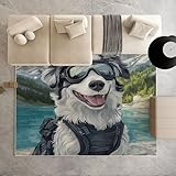 Sshjfeu Süße Welpe Hund Teppich Weich Wohnzimmer, Karikatur Haustier Teppiche Kurzflor 80 X 120 cm Waschbar rutschfest, Natur Landschaft Teppich Schlafzimmer, Kinderzimmer, Esszimmer