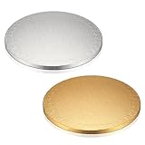 YiPHomn Cake Boards, 30cm/12 Zoll Tortenunterlage, Cakeboard Rund, Kuchenplatten Karton Pappe Wiederverwendbar, Torten Unterplatten für Transport Kuchen Torten - Silber/Gold/2 Stk