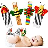 Babyspielzeug 0-6 Monate: Baby Socken Baby Rasseln 0-6 Monate Baby Geschenke für Jungen Mädchen Kleinkind Spielzeug Baby Handgelenk Rasseln Socken - Neugeborenes Spielzeug Hand & Fuß für 0-3-12 Monate