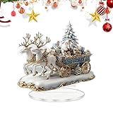 2D-Acryl-Statue, Weihnachtsmann-Schlitten, 2D-Statue, künstlerischer Tischaufsatz mit Stützfuß für Nachttisch, Schlafsaal, Arbeitszimmer, Schlafzimmer