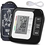 Blutdruckmessgerät Oberarm, Vollautomatisches Digitales Oberarm-Blutdruckmessgeräte zur Blutdruckmessung Pulsmessung mit Arrhythmie-Erkennung, 2*120 Dual-User, 22-40 cm große Manschette, LCD-Display