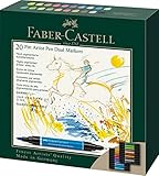 FABER-CASTELL 162020 - Pitt Artist Pen Dual Marker Tuschestift, mit zwei Spitzen, eine Pinselspitze und eine metallgefasste Faserspitze, 20er Kartonetui