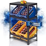 RELLINGER® Getränkekistenregal für 4 Kisten mit Ablage [Geeignet für Jede Kistensorte] - inkl. Montageanleitung & Sechskantschlüssel - Getränkeregal aus Metall - Standfestes Kistenregal (4 Kisten)