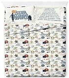Jay Franco Kinder-Bettwäsche-Set enthält Bettlaken und Kissenbezug, Bettwäsche und Raumdekoration, 100 % Mikrofaser, Beige, Star Wars, 4-teiliges Queen-Size-Bett
