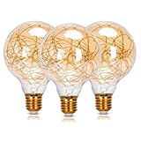 Aigostar - LED-Lampe E27 G95 Vintage 1.2W, Warmweißes Licht 2500K, 50 Lumen, Dekorative Glühfaden-Globuslampe aus Kupferdraht im Vintage-Edison-Stil, Retro-Vintage-LED-Lampe, Nicht dimmbar, 3er-Pack