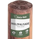 HaGa Holzpalisade 8cmØ x 75cm Höhe - 1 STK. für Gartenzaun & Beetumrandung - Witterungsbeständig und Stabil