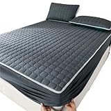 Matratzenbezug, wasserdicht, aus gewaschener Baumwolle, Verstellbarer Spannbettlakenbezug, Matratzenschonbezug, Steppverfahren laminierter FüR Chutz Von Matratzen(Deep Gray,180x220x30cm)