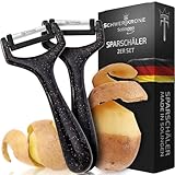 Schwertkrone® Sparschäler 2er Set [MADE IN SOLINGEN - GERMANY] - Kartoffellschäler Gemüseschäler - Spargelschäler Peeler - Schälmesser Gurkenschäler - Rechts- und Linksand