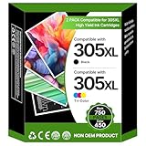 305 XL Patronen Multipack Ersatz für HP 305 Druckerpatronen Set für HP DeskJet 4220e 2720e 2720 2700 4120e 4100 2700e 2710e 2721e 2710 4100e 4110 Tintepatronen HP Envy 6020e 6032e 6400 6032 (2er-Pack)