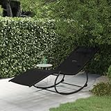LAPOOH Schaukelliege Schwarz Stahl und Textilene, Liegestuhl Balkon, Gartenliege, Sonnenliege, Deckchair, Saunaliege, Sonnenstuhl,