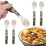 Kaviarlöffel mit runden Griffen – 5-teiliges handgefertigtes Perlmutt-Löffel-Set | glänzender und eleganter Kaviarheber für Köstlichkeitslöffel