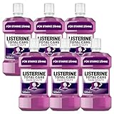 LISTERINE Total Care Zahn-Schutz (6 x 500 ml), Zahnpflege Mundwasser stärkt die Zähne durch Fluorid, antibakterielle Mundspülung gegen Karies mit 6 in 1 Wirkung, bis zu 24h frischer Atem