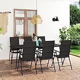 MNISDFL Möbelsets Terrassenmöbel Lounge Gartenmöbel Set 7-TLG. Garten-Essgruppe Schwarz