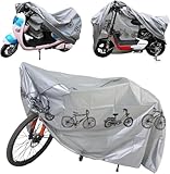 Fahrradabdeckung Wasserdicht,Fahrradgarage Wetterfest Plane für Aussen,Fahrrad Garage Outdoor Bike Cover,Fahrrad-Abdeckung,Regenschutz Fahrrad,Fahrradgarage Schutzhülle,Anti-Staub Regen UV Schutz,Grau